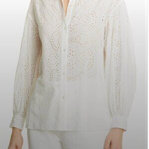 Nili Lotan Andrew eyelet shirt size Large white